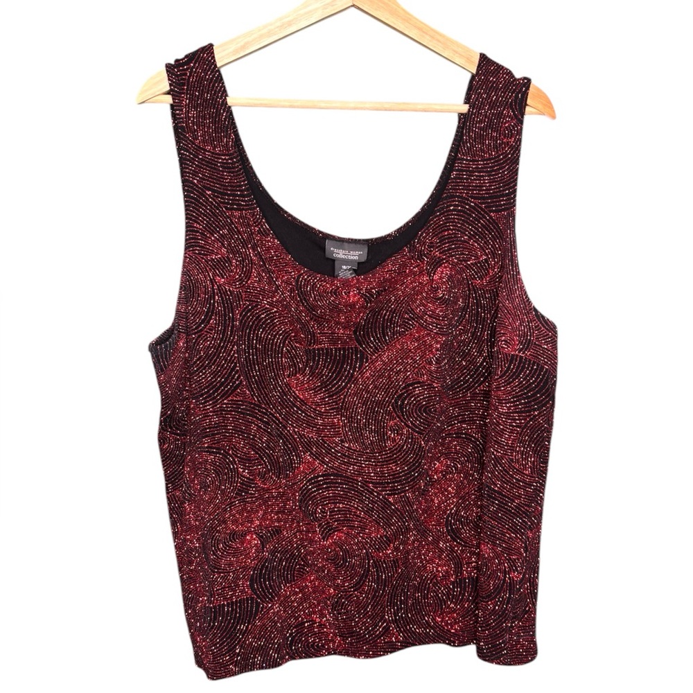 Ruby Red Glitter Swirl Design Tank Top Size 18/20 Dressbarn